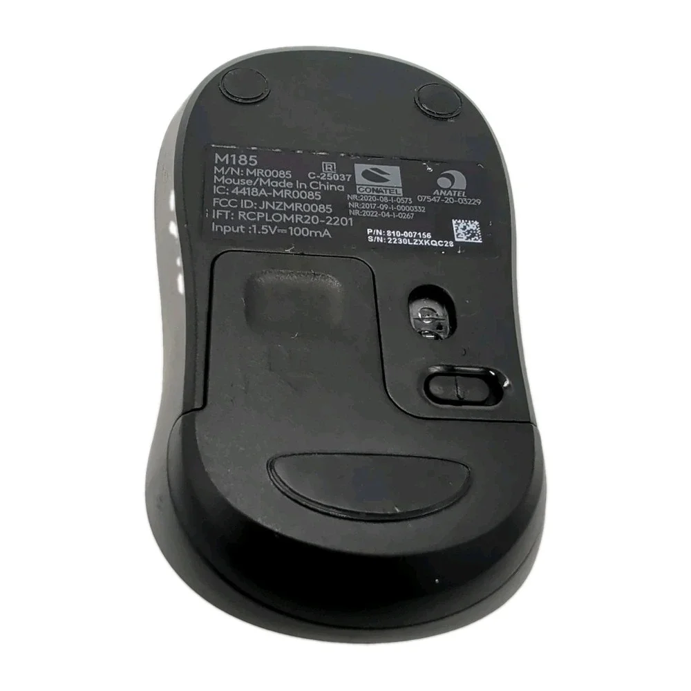 Logitech M185 Wireless Mouse Black & Gray - No Dongle / Receiver - Untested